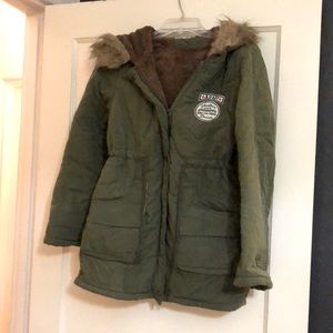 Army green puffer jacket coat